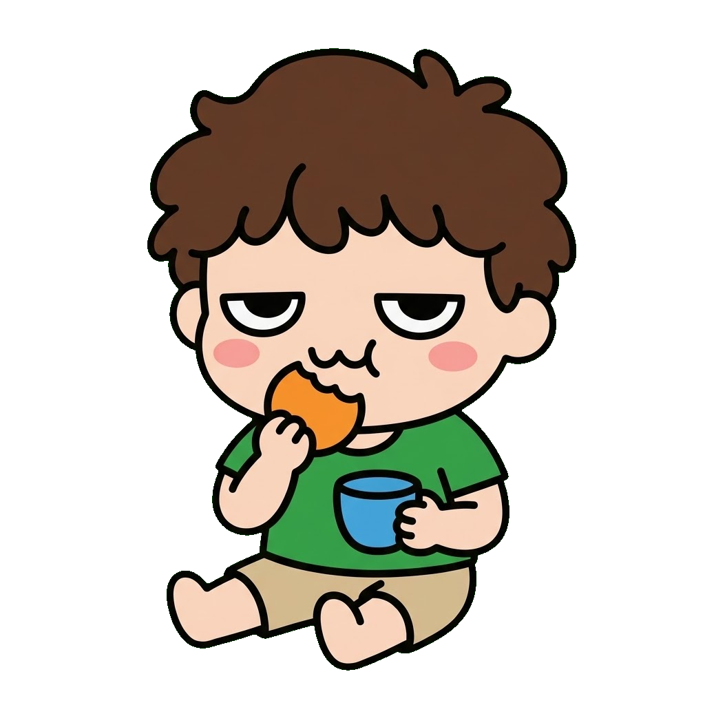 園児がおやつを食べているイラストのイラスト（カラー）