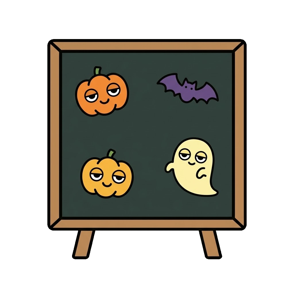 ハロウィンの黒板のイラスト（カラー）