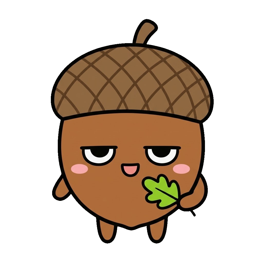 どんぐり（秋）のイラスト（カラー）