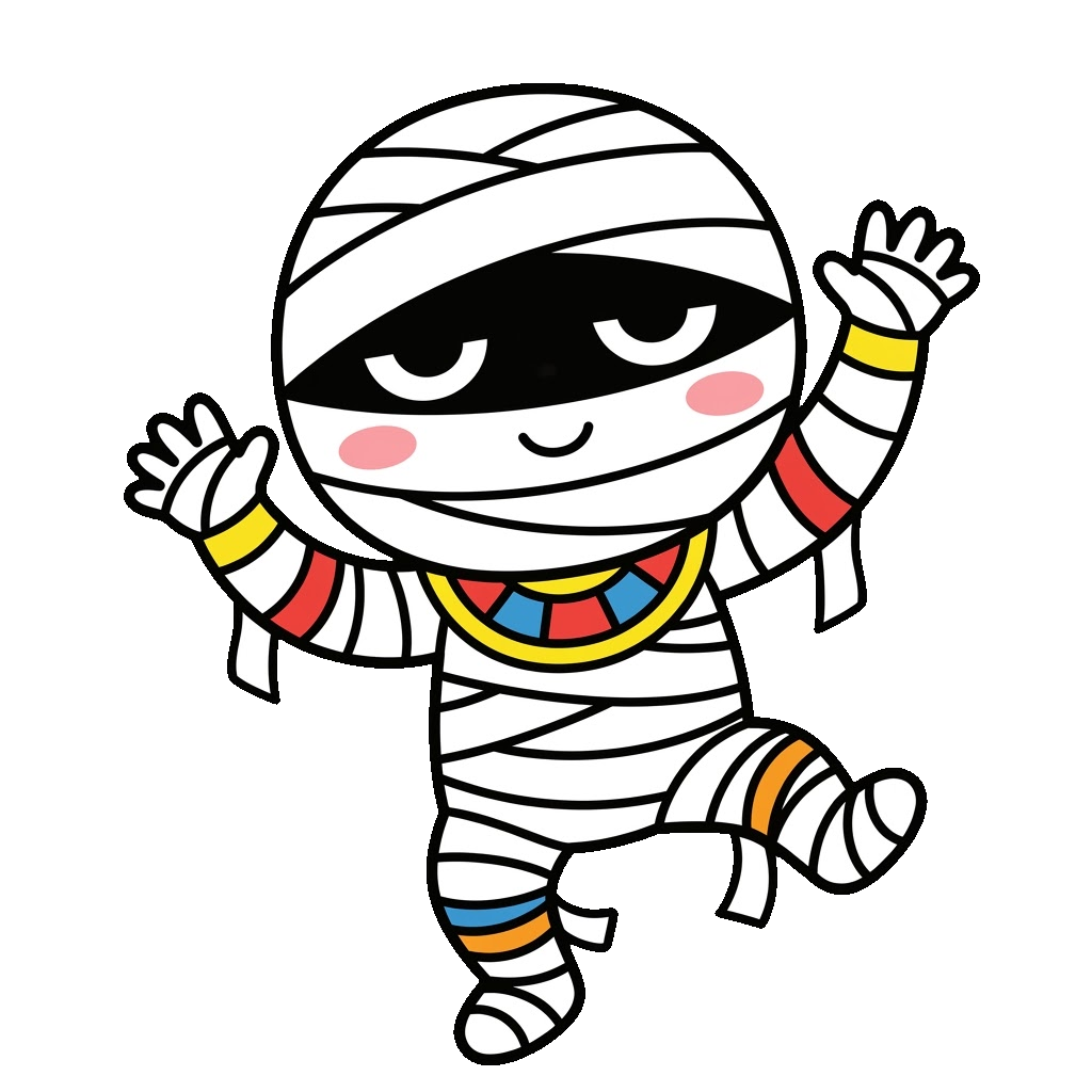 ミイラがおどっているイラストのイラスト（カラー）