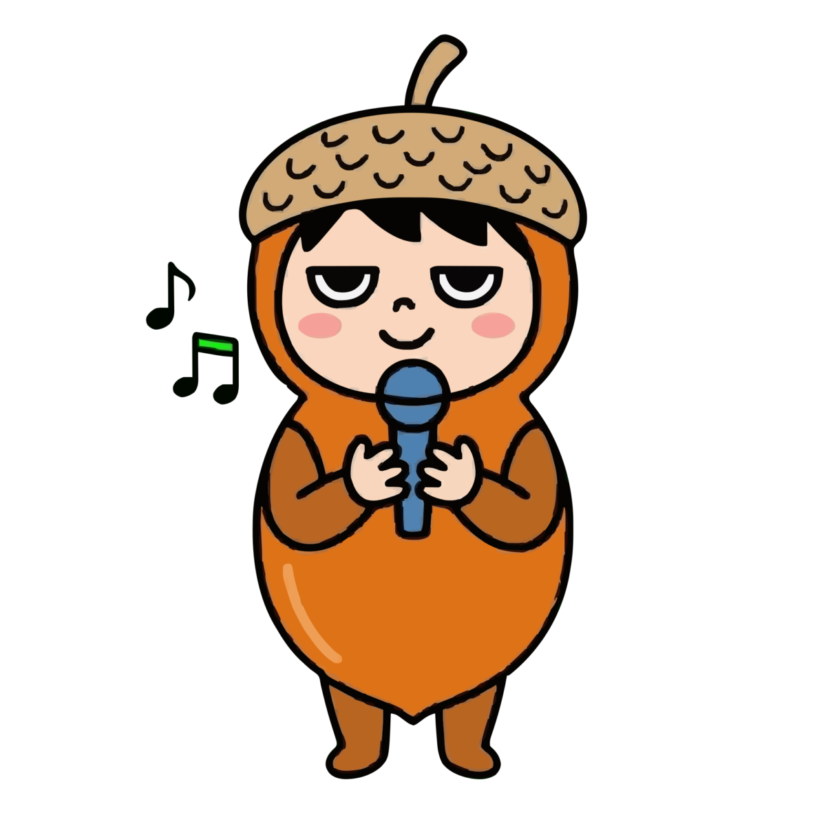 どんぐりの子がうたっているところのかわいいイラスト(カラー)