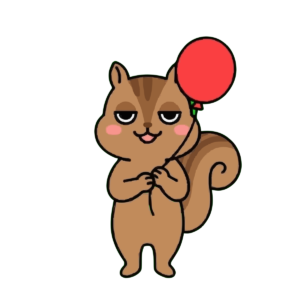 りすが風船を持っているイラスト（カラー）