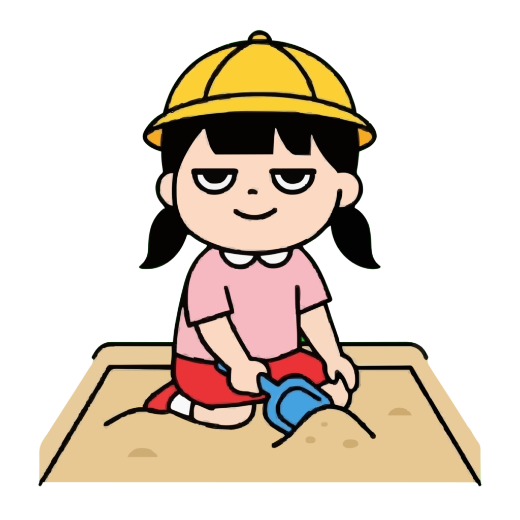 園児がすなばであそんでいるイラスト（カラー）