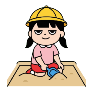 園児がすなばであそんでいる