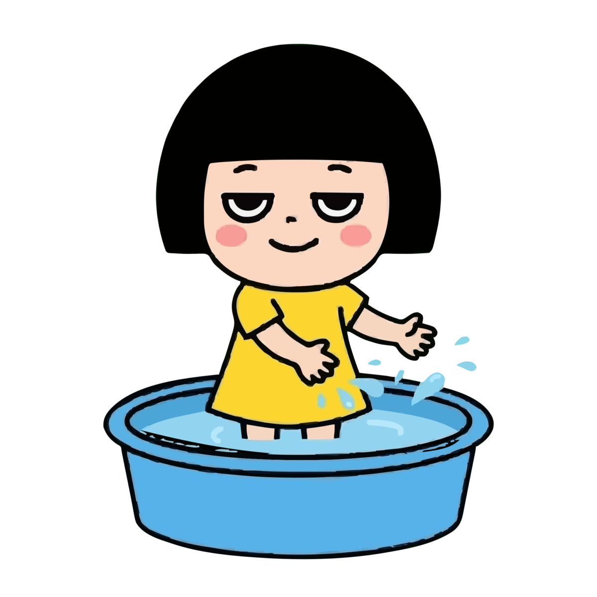 園児が水あそびしているところのかわいいイラスト(カラー)