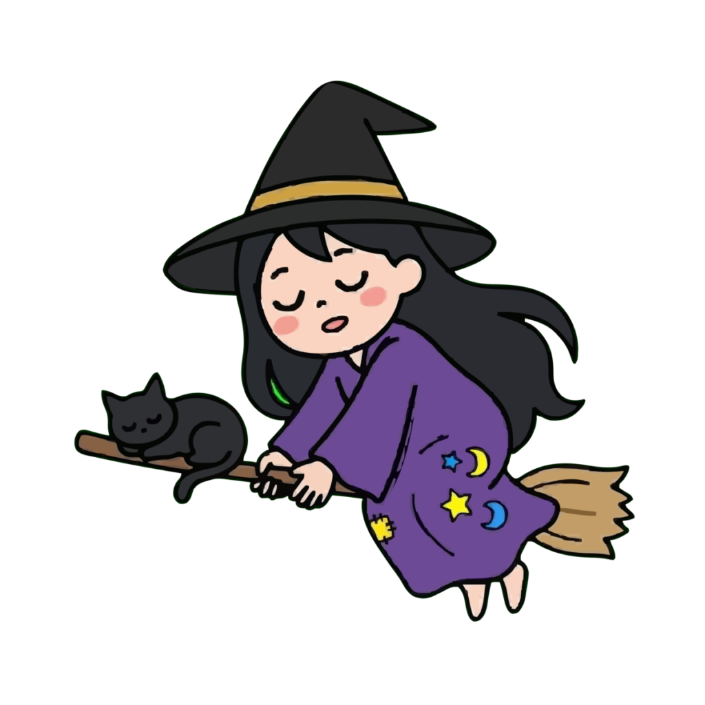 魔女がねむっているイラスト（カラー）