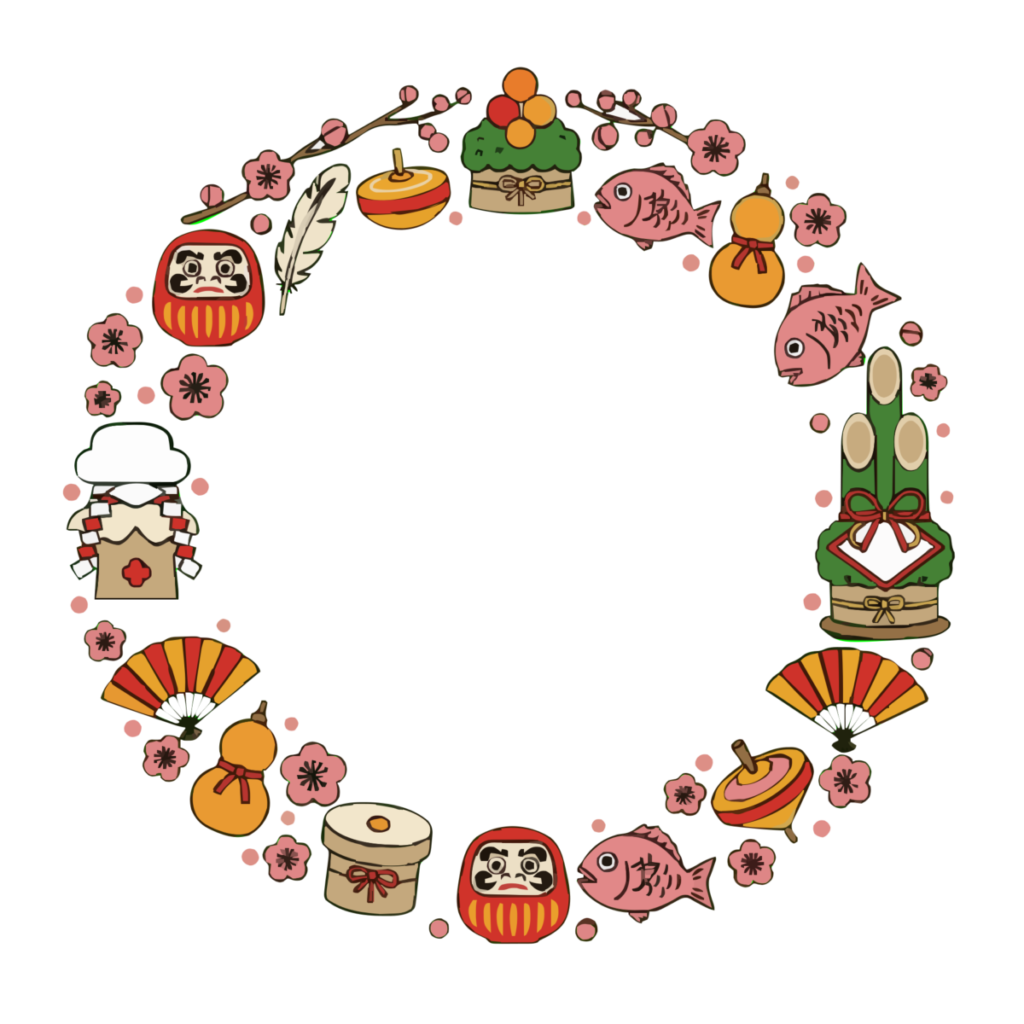 お正月フレームのイラスト無料ダウンロード（カラー）