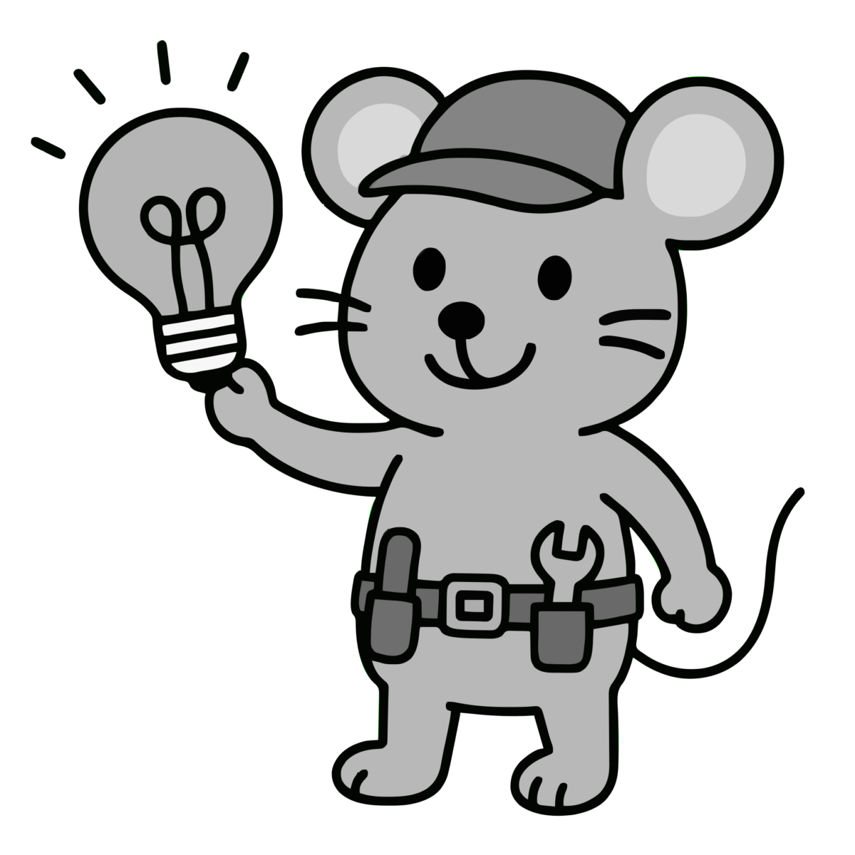 ネズミの電気屋さんのイラスト無料ダウンロード(モノクロ)