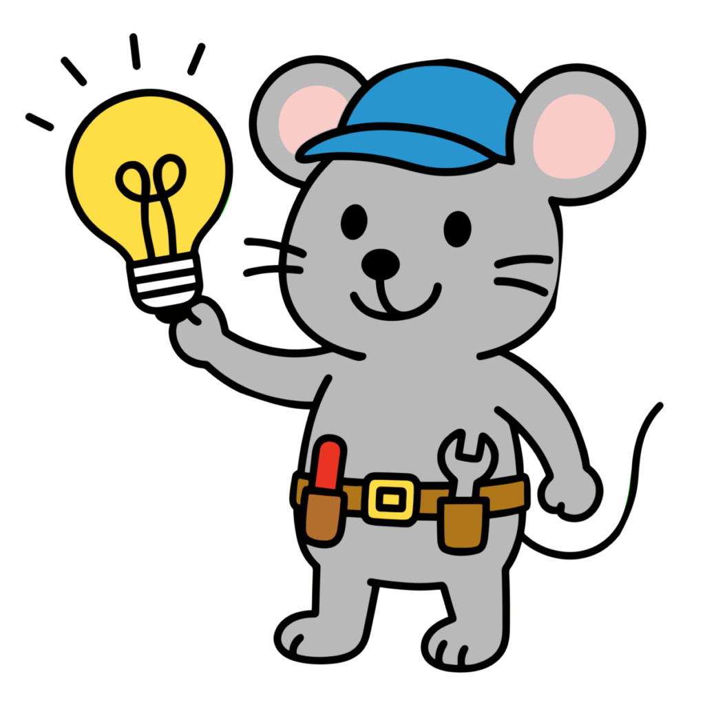 ネズミの電気屋さんのイラスト無料ダウンロード（カラー）