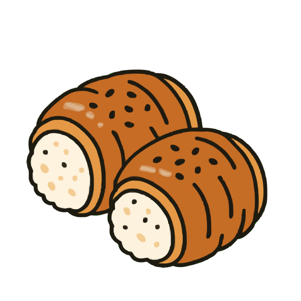 肉巻きおにぎりのイラスト無料ダウンロード（カラー）