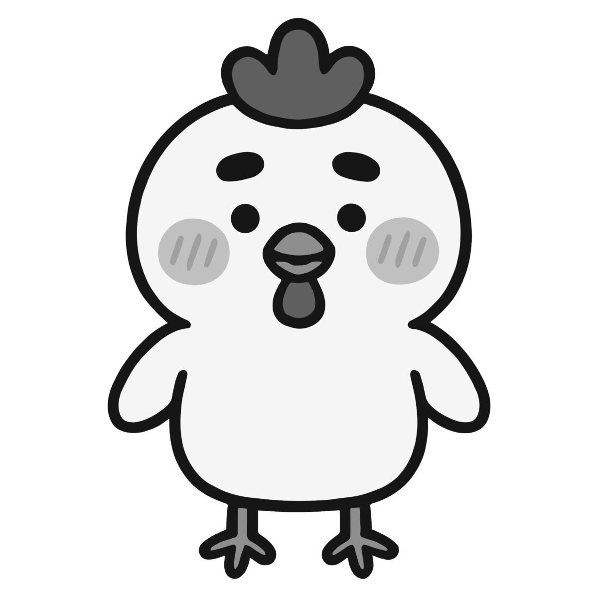 かわいいニワトリのイラスト無料ダウンロード（モノクロ）