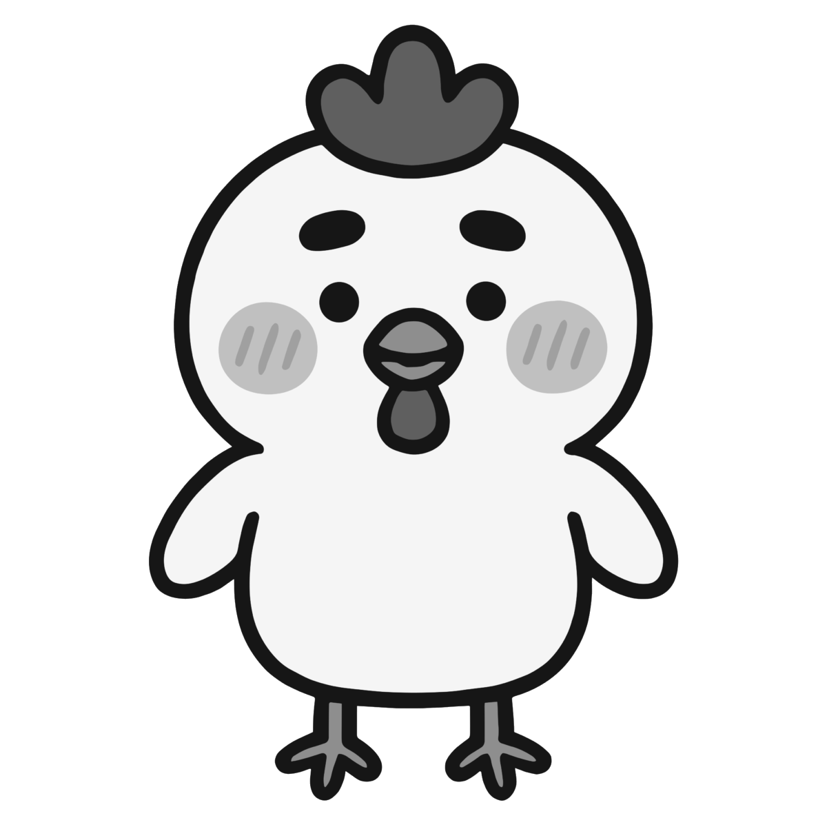 かわいいニワトリのイラスト無料ダウンロード（モノクロ）