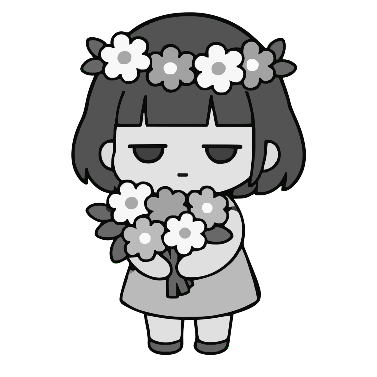 のはらのイラスト（かわいい）（モノクロ）