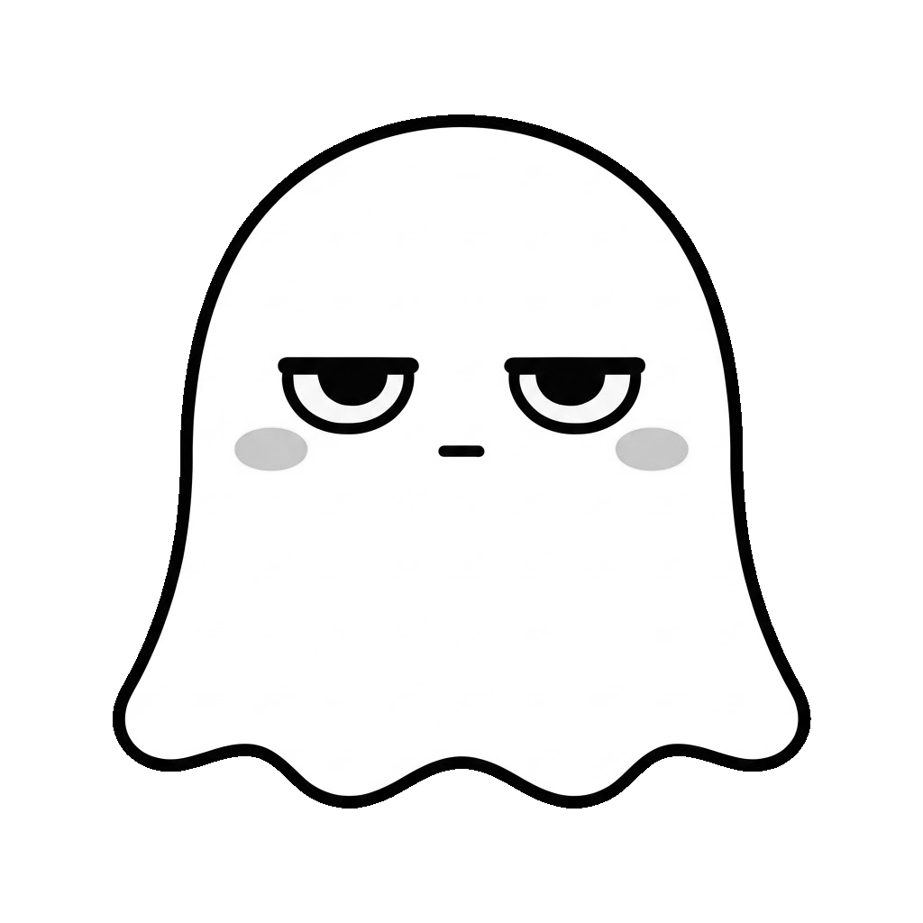 おばけのかわいいイラスト(モノクロ)