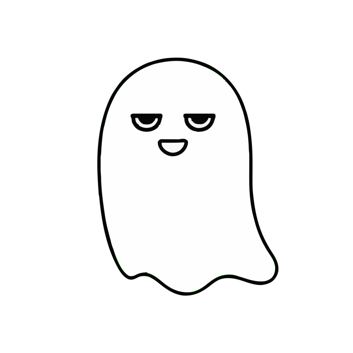 おばけのかわいいイラスト(モノクロ)