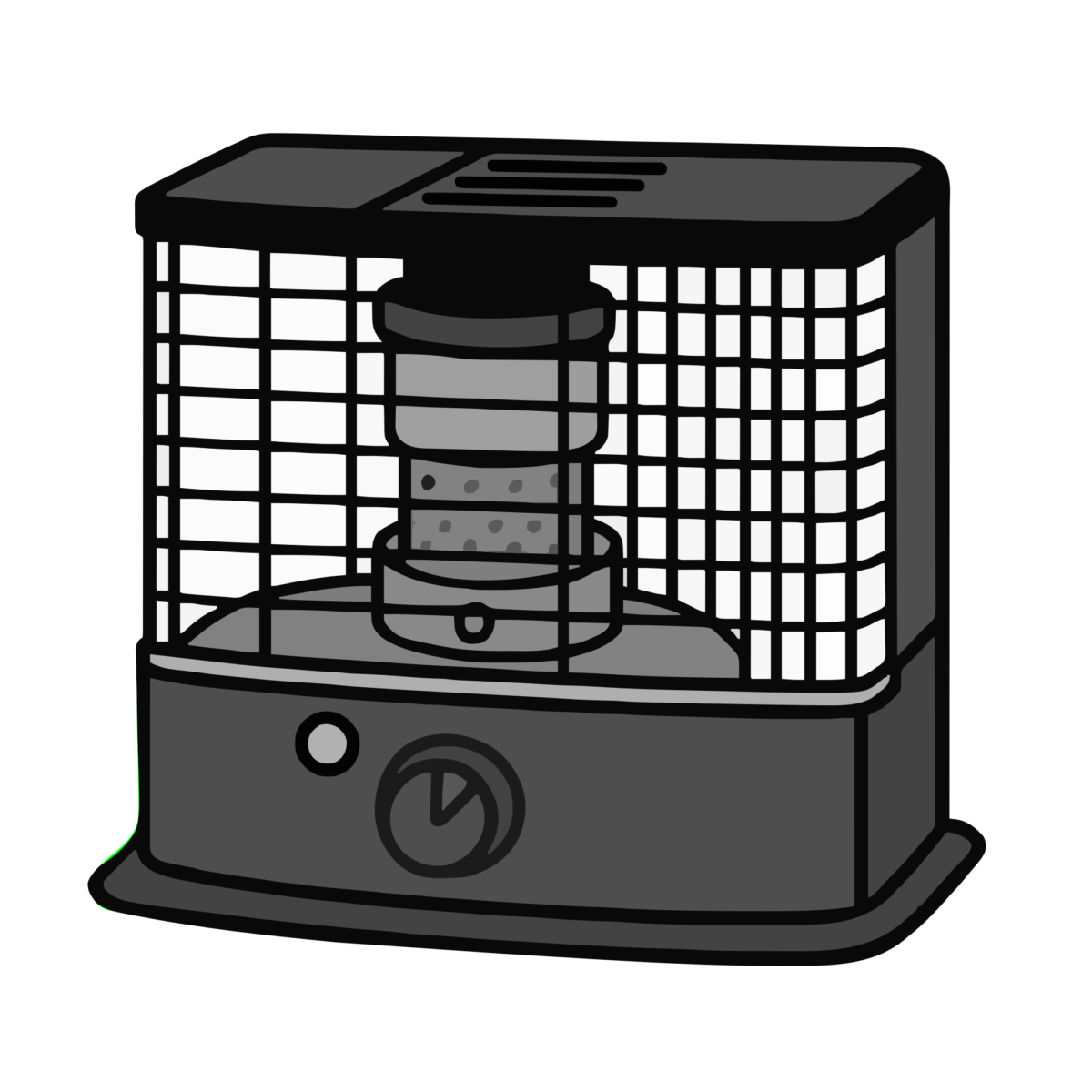 石油ストーブのイラスト無料ダウンロード（モノクロ）