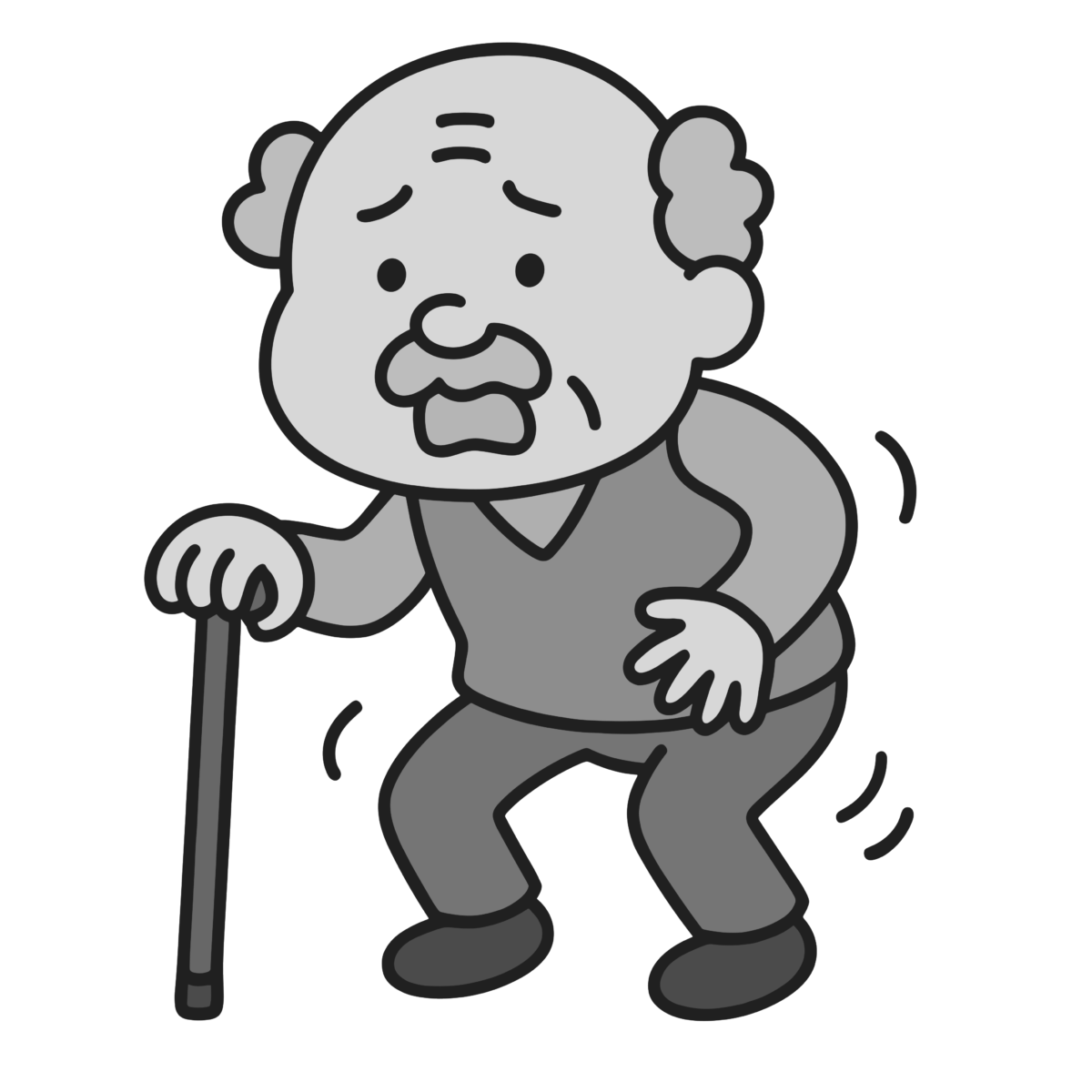 おじいちゃんのイラスト無料ダウンロード（モノクロ）