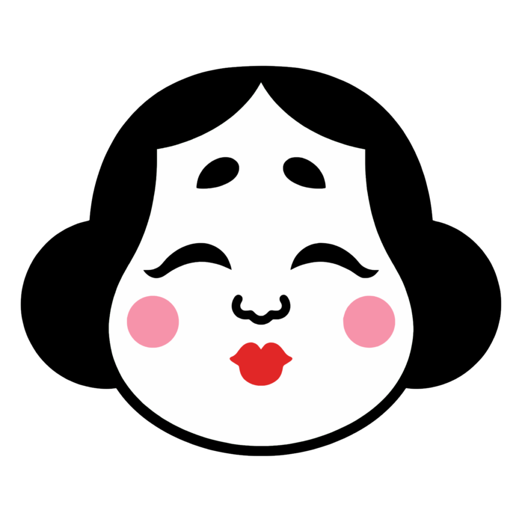 お多福おかめの顔のイラスト無料ダウンロード（カラー）