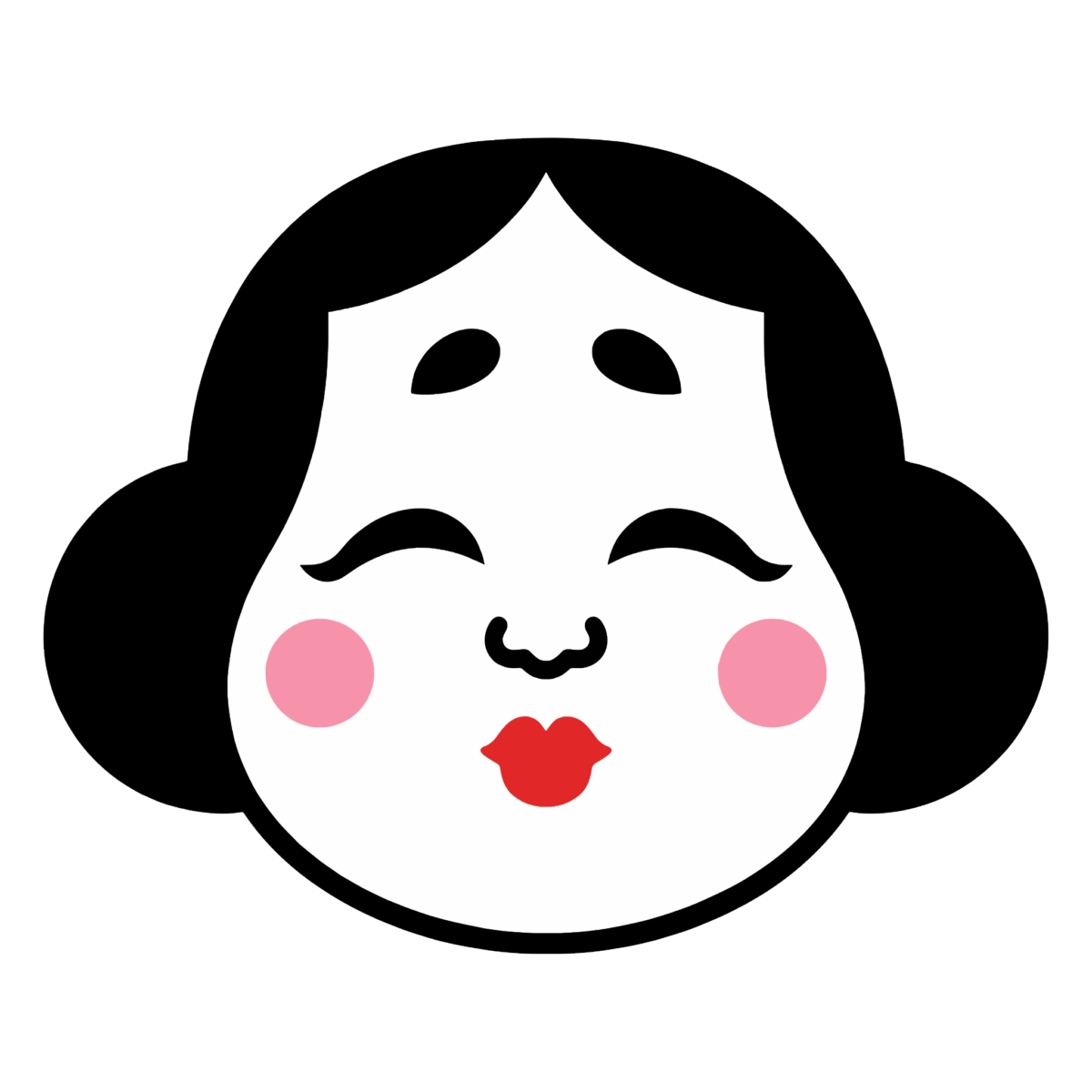 お多福おかめの顔のイラスト無料ダウンロード（カラー）