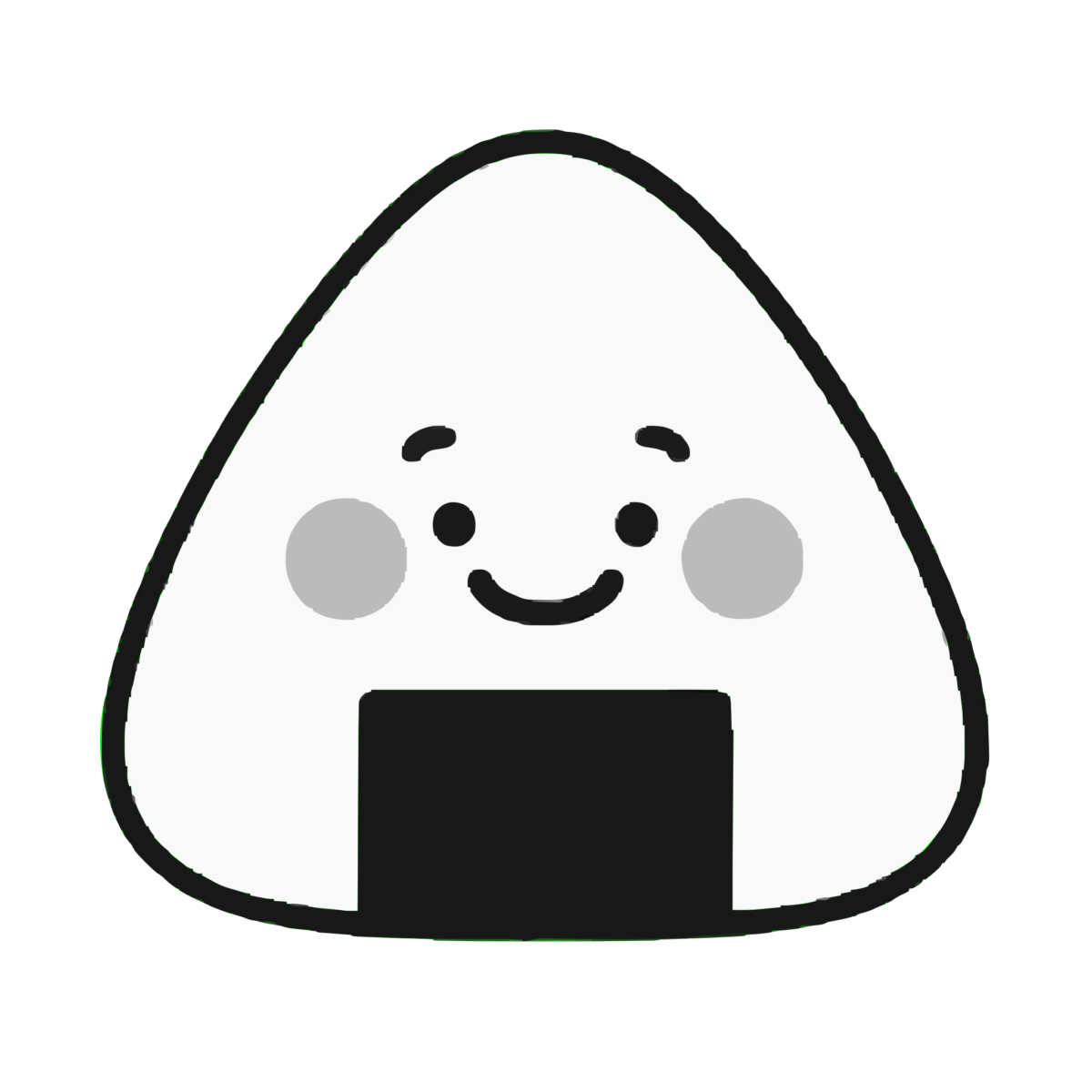 にこにこおにぎりのイラスト無料ダウンロード（モノクロ）