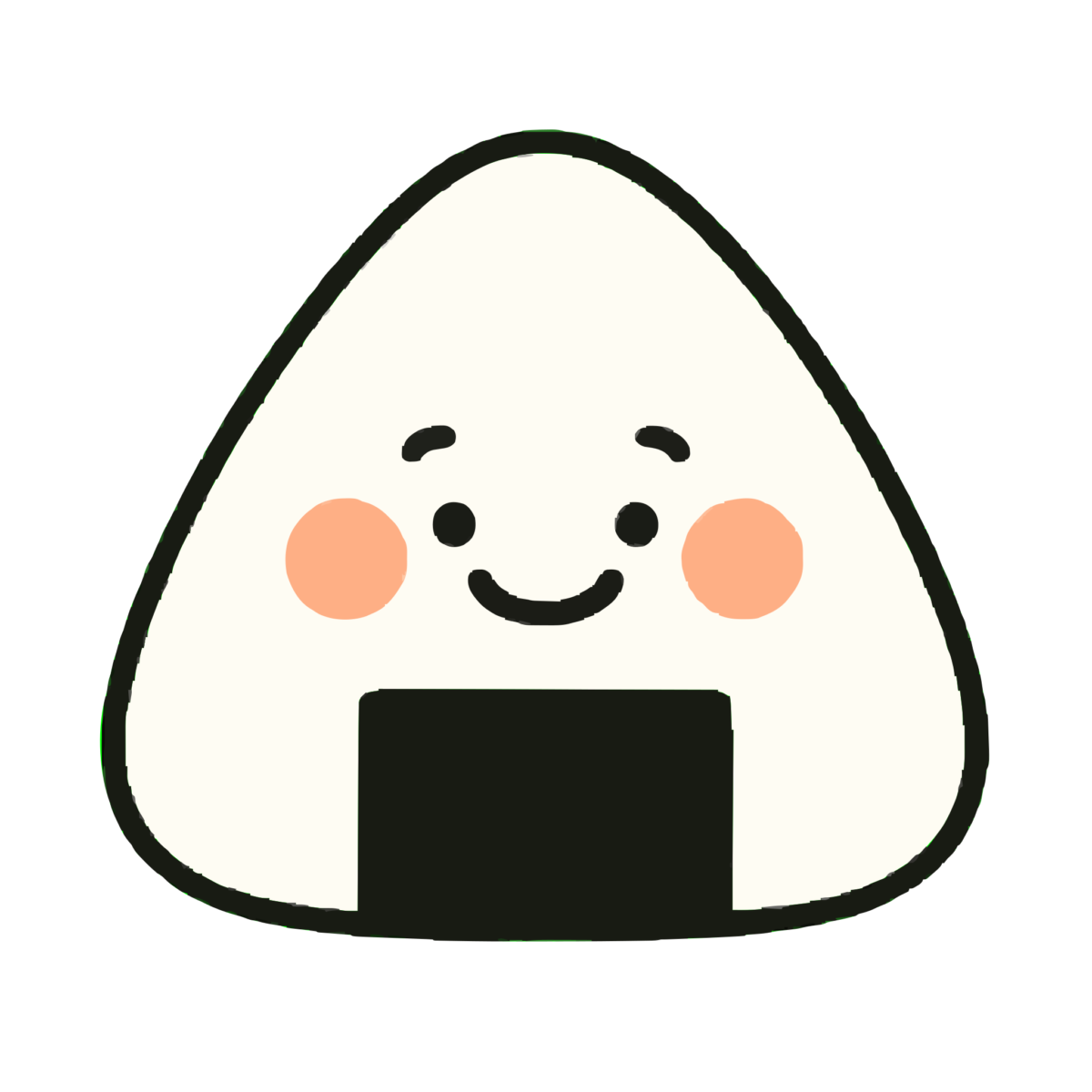 にこにこおにぎりのイラスト無料ダウンロード（カラー）