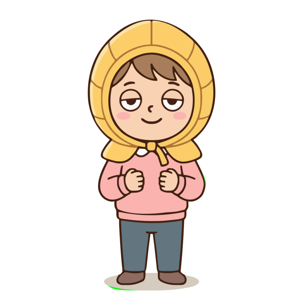 防災頭巾をかぶった女の子のイラスト（カラー）