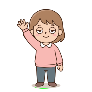 手を挙げる元気な女の子