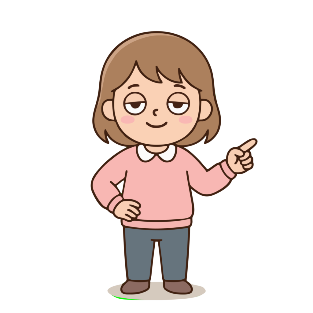 指差しをする女の子のかわいいイラスト（カラー）