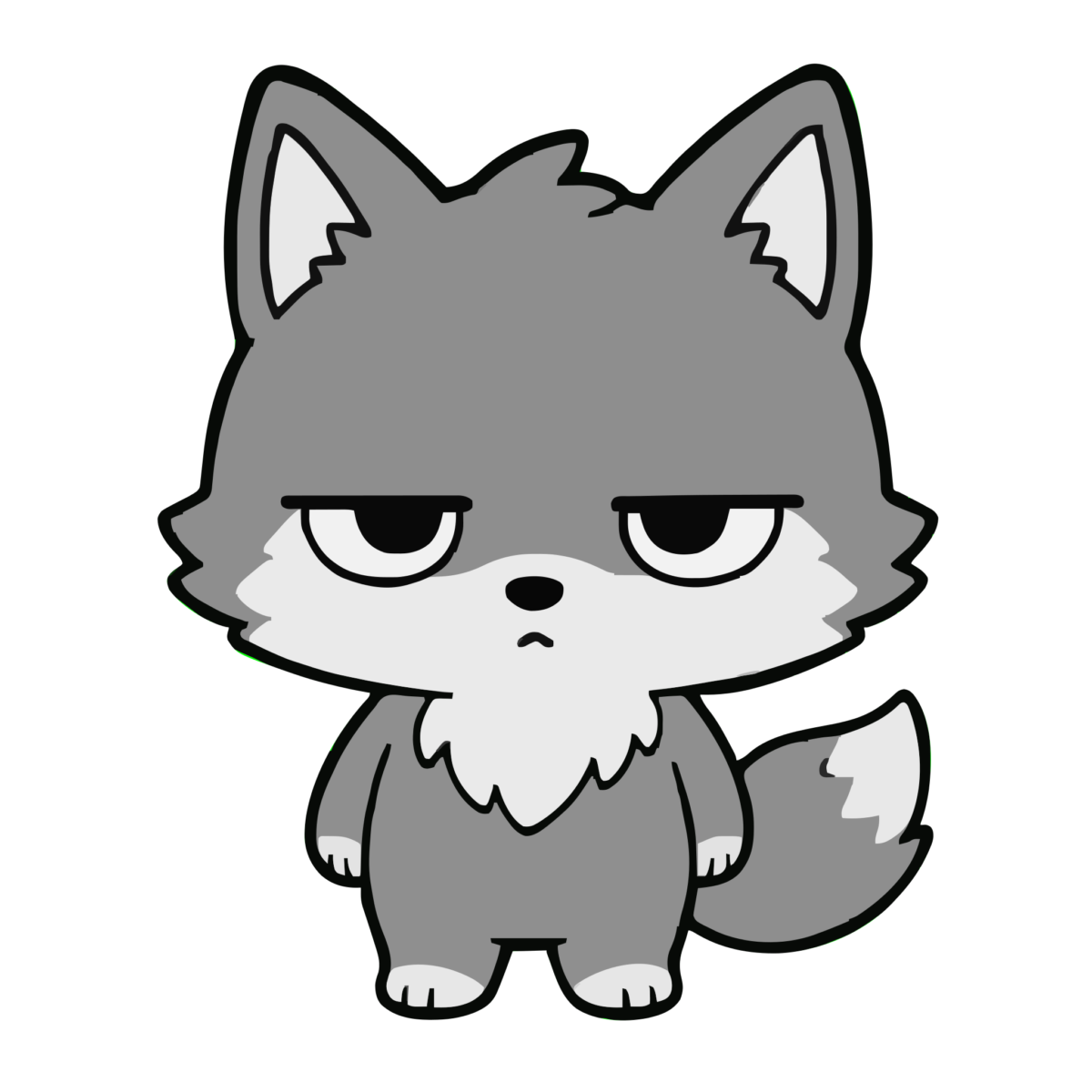 おおかみのイラスト（かわいい）（モノクロ）