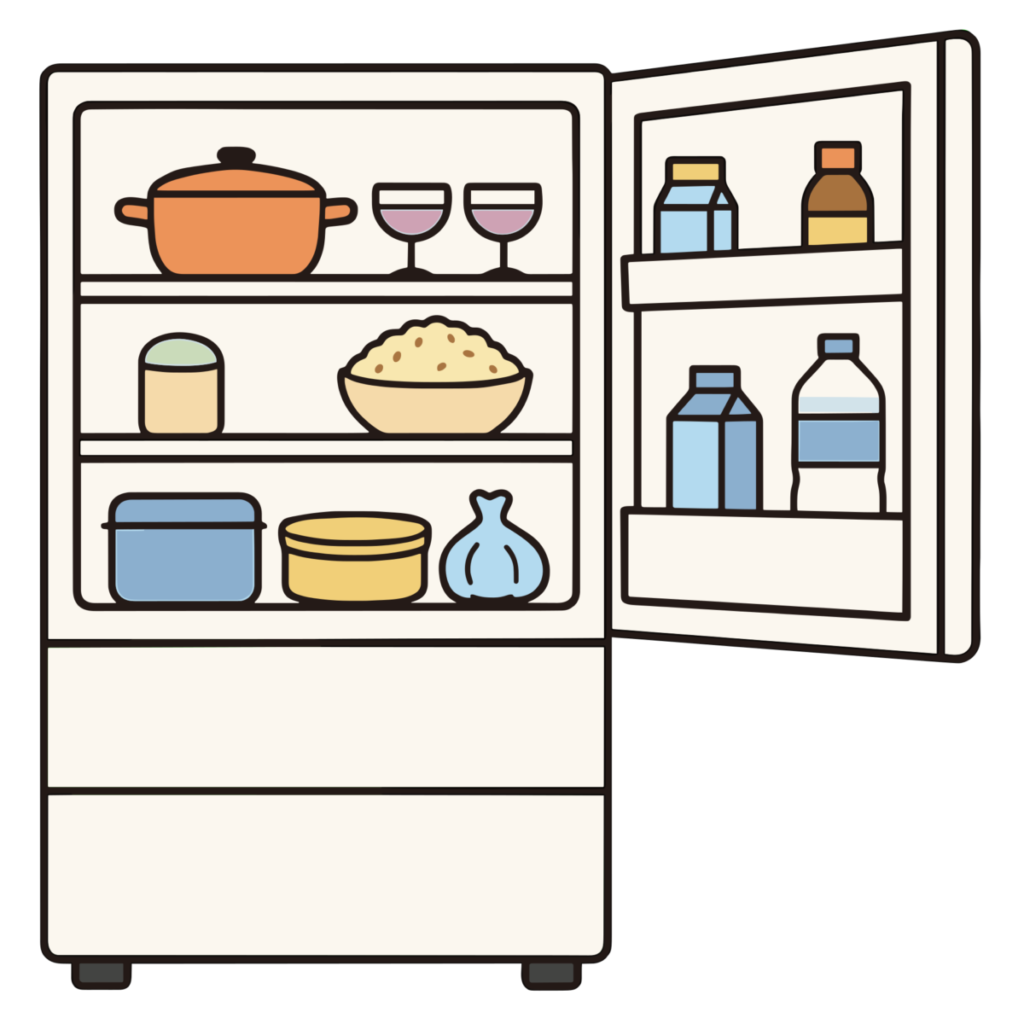 開いた冷蔵庫のイラスト無料ダウンロード（カラー）