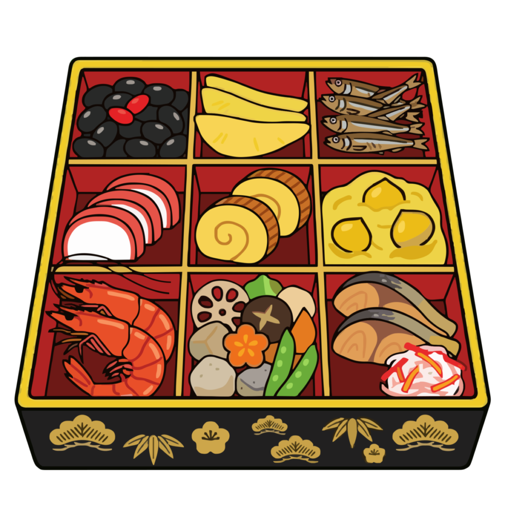 おせち料理のイラスト無料ダウンロード（カラー）