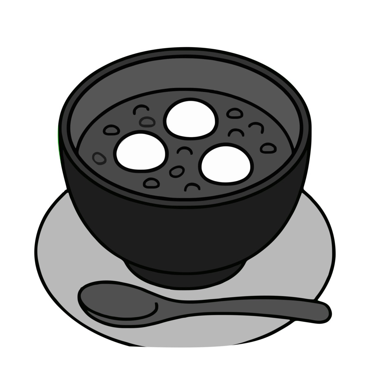 おしることおもちのイラスト無料ダウンロード(モノクロ)