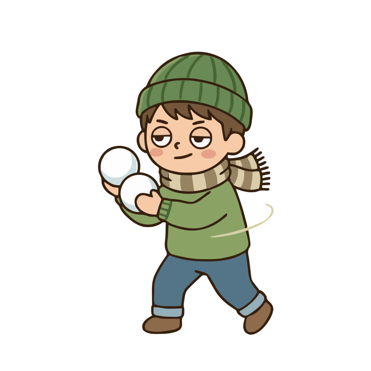雪合戦をする男の子のイラスト（カラー）
