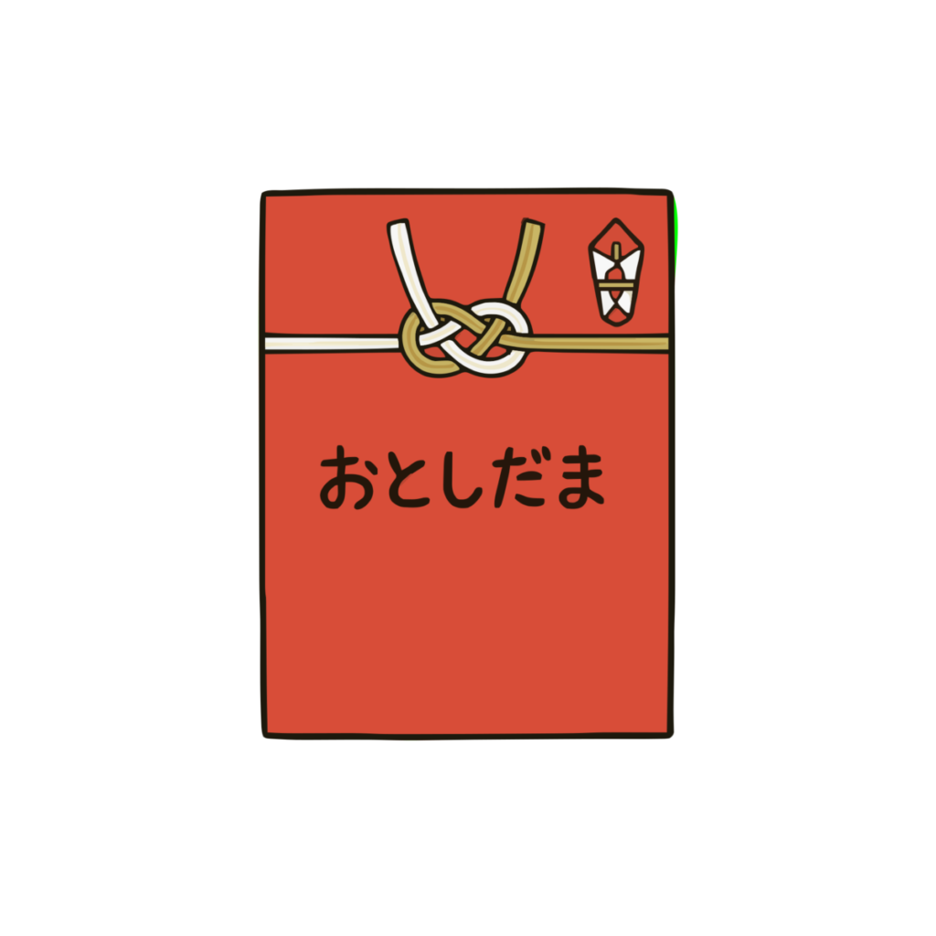 お年玉袋（赤・水引）のイラスト無料ダウンロード（カラー）