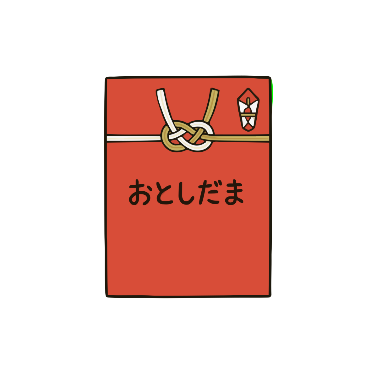 お年玉袋（赤・水引）のイラスト無料ダウンロード（カラー）