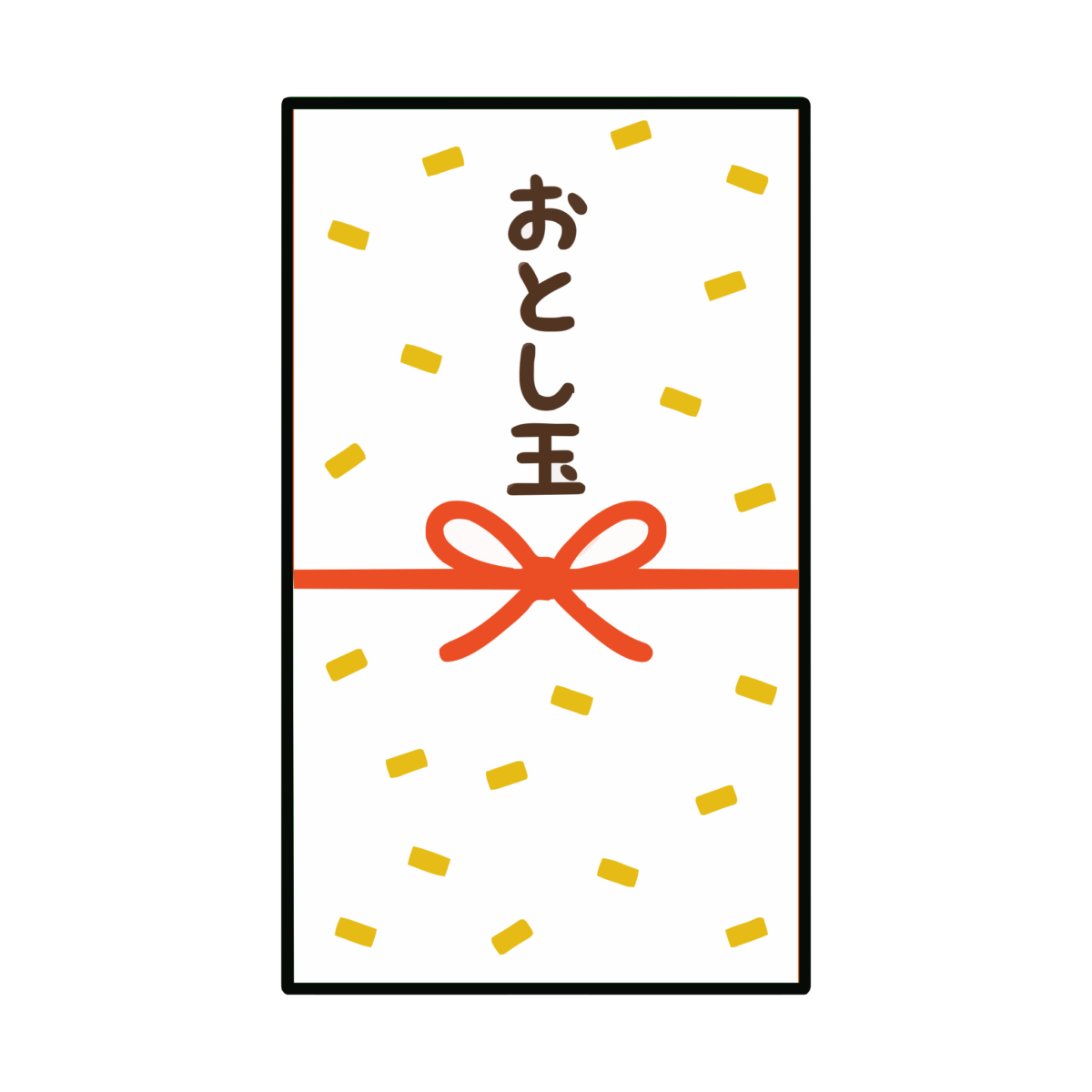 お年玉袋（白・金の紙ふぶき）のイラスト無料ダウンロード（カラー）