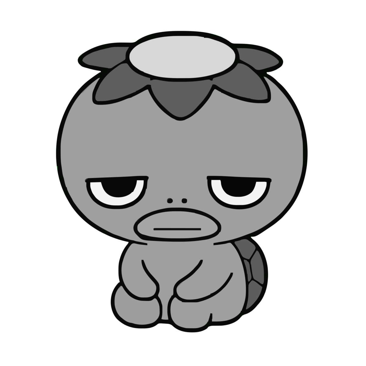 かっぱのイラスト（かわいい）（モノクロ）
