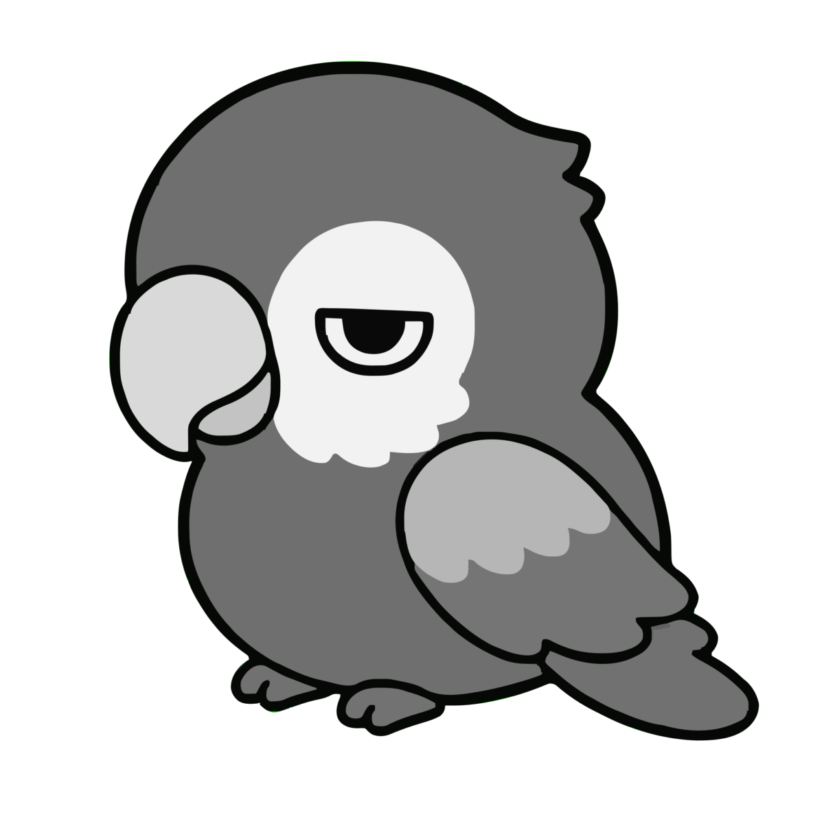 おうむのイラスト（かわいい）（モノクロ）