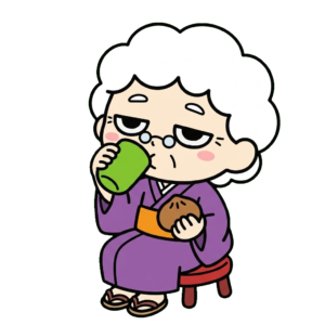 おやつの時間を楽しむお年寄りのイラスト（カラー）