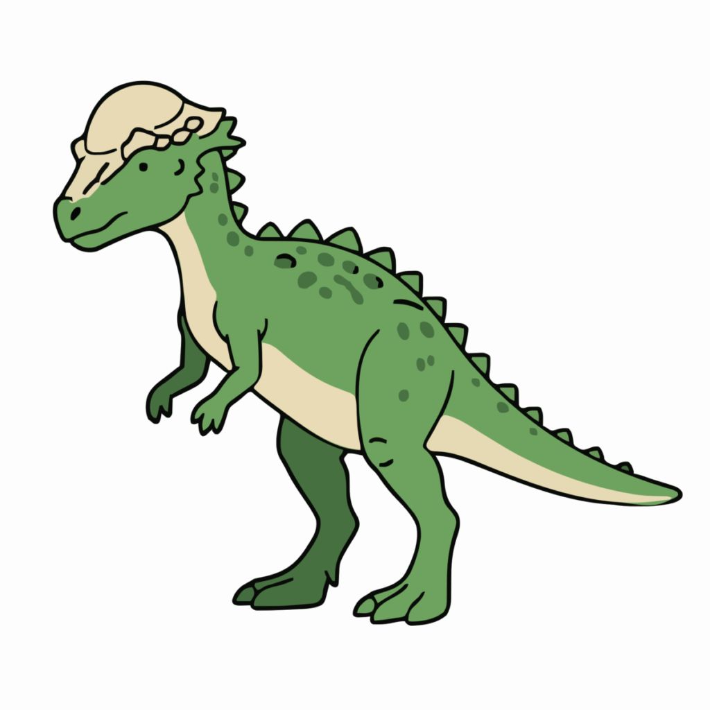 パキケファロサウルスのイラスト無料ダウンロード（カラー）