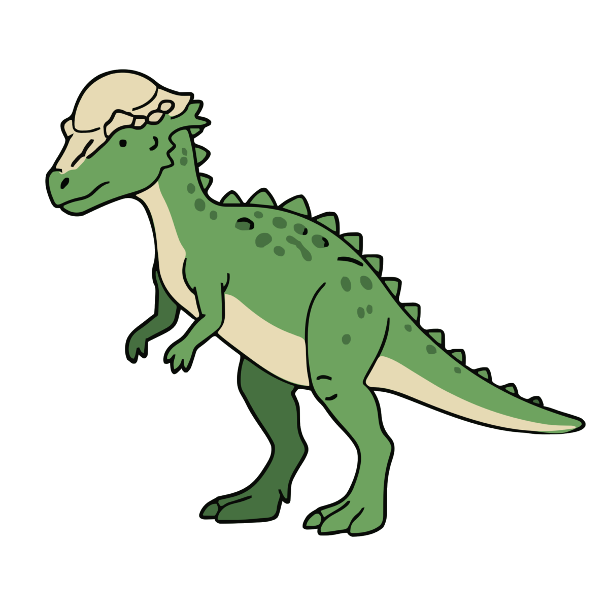 パキケファロサウルスのイラスト無料ダウンロード（カラー）