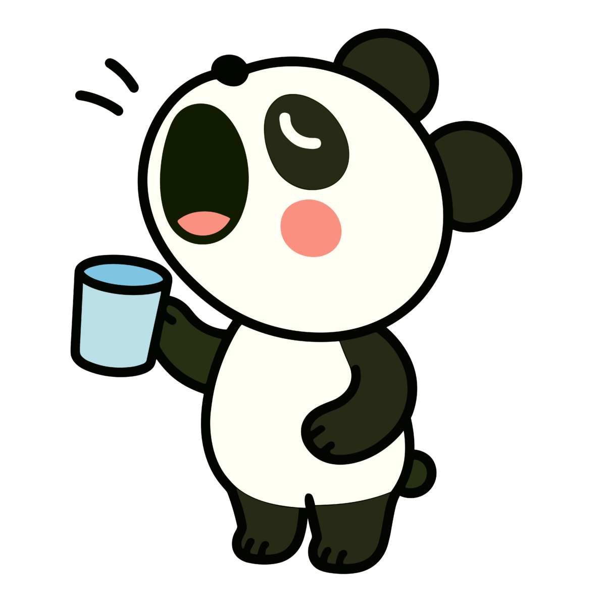 うがいするパンダのイラスト無料ダウンロード（カラー）