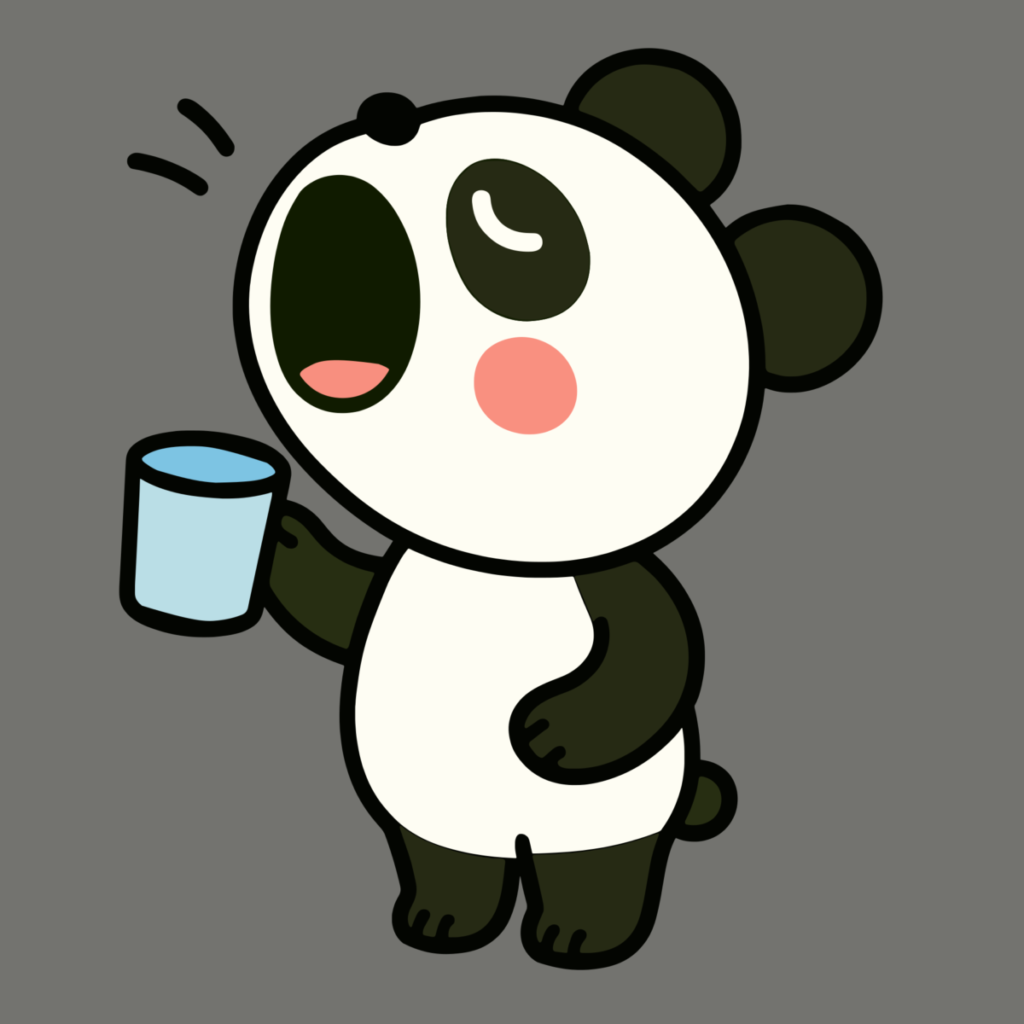 うがいするパンダのイラスト無料ダウンロード（カラー）