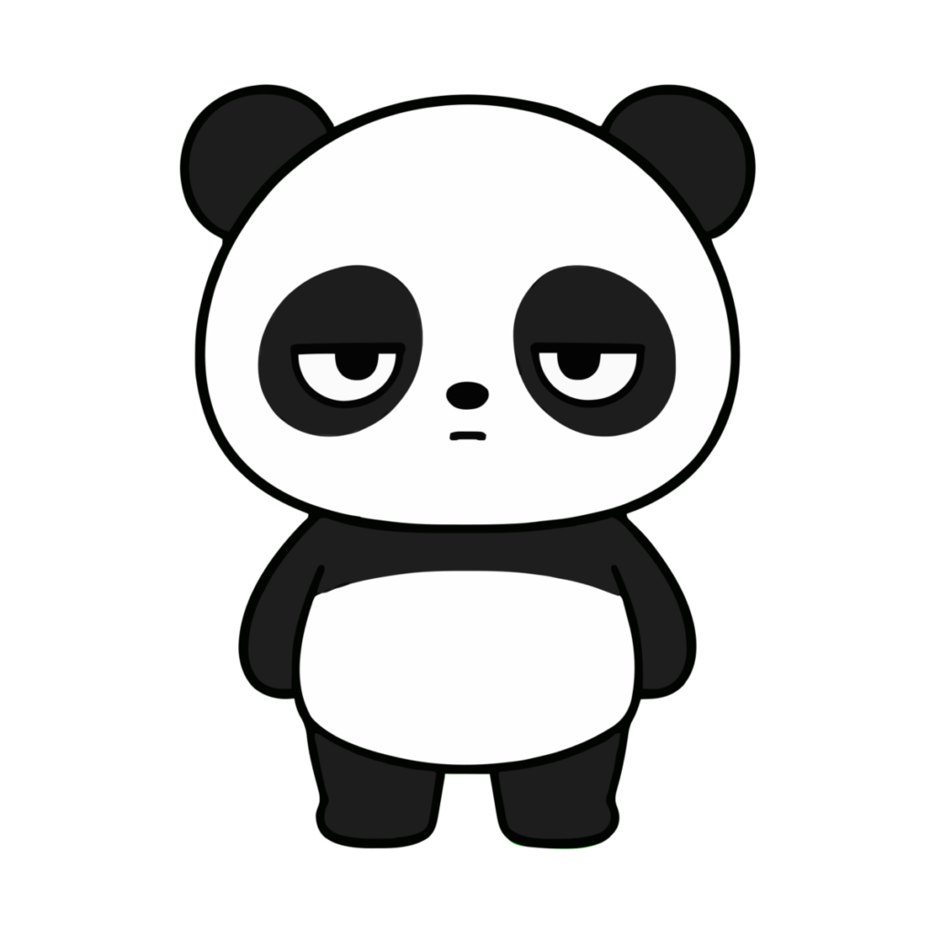 かわいいパンダのイラスト（正面・全身）（カラー）