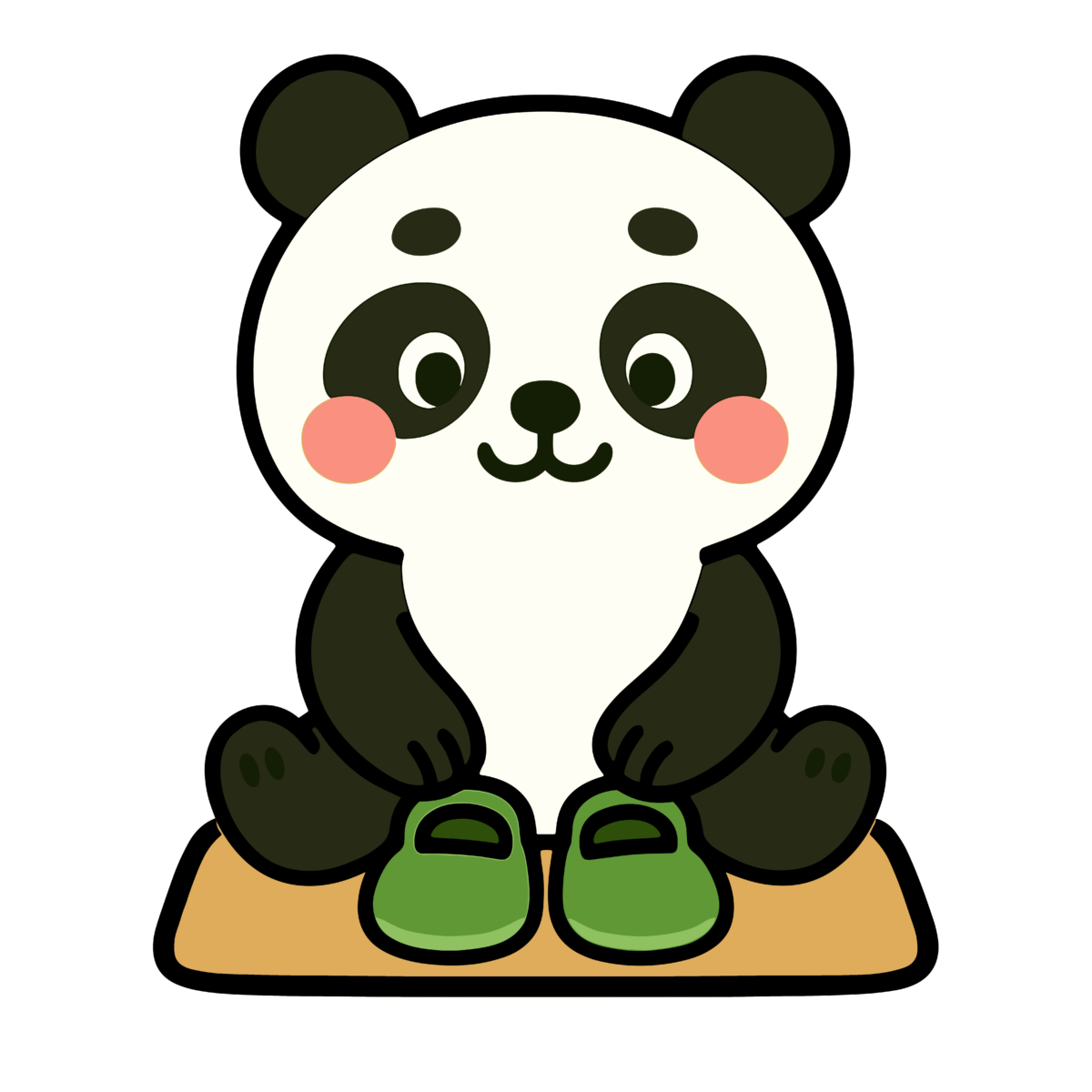 パンダが靴を並べるのイラスト無料ダウンロード（カラー）