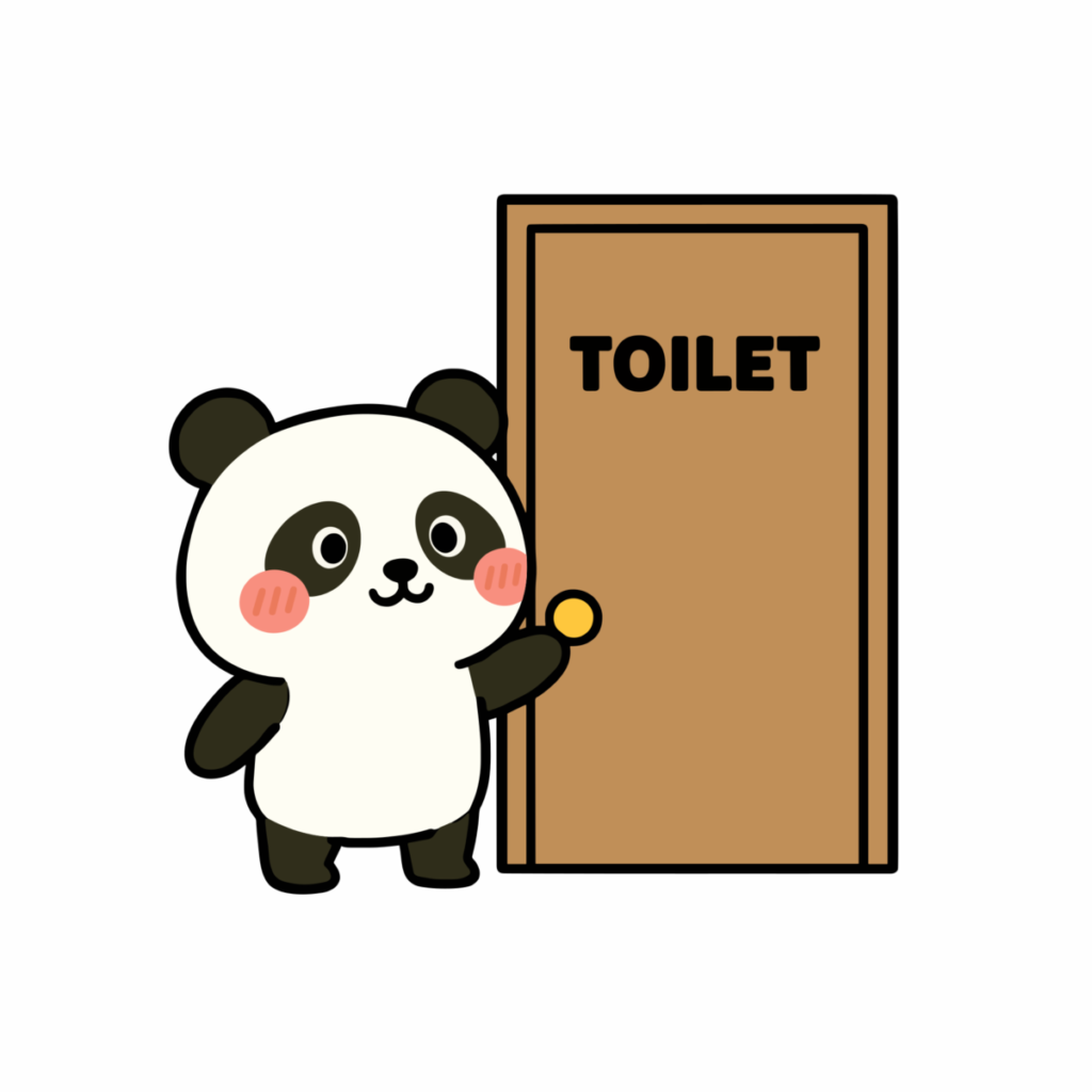 パンダのトイレのイラスト無料ダウンロード（カラー）