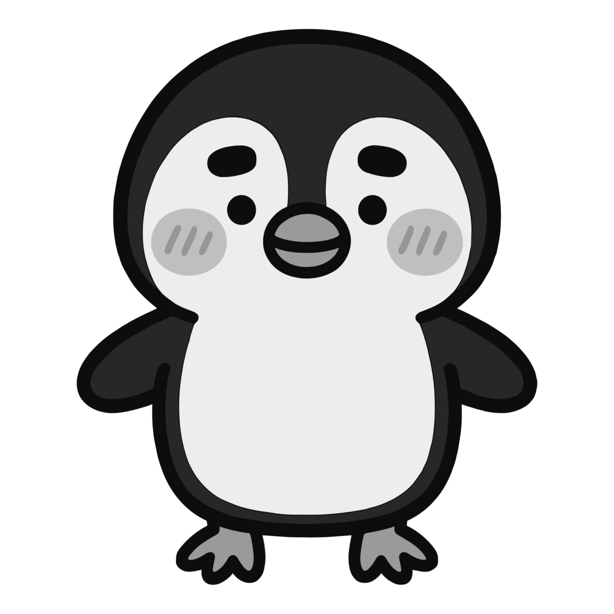 かわいいペンギンのイラスト無料ダウンロード（モノクロ）