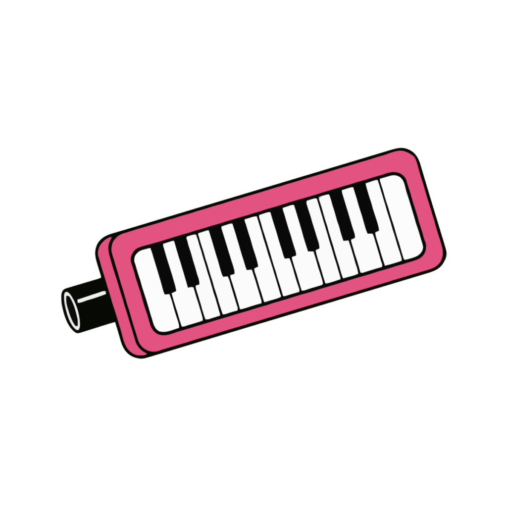 ピンクの鍵盤ハーモニカのイラスト無料ダウンロード（カラー）
