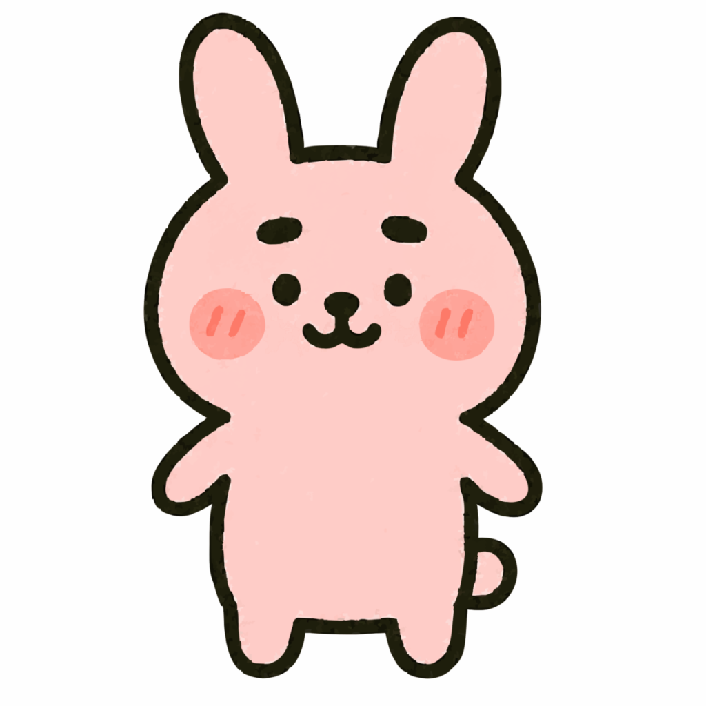 ゆるいピンクうさぎのイラスト無料ダウンロード（カラー）