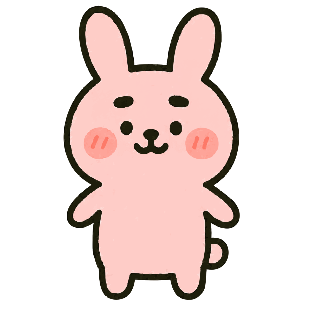 ゆるいピンクうさぎのイラスト無料ダウンロード(カラー)
